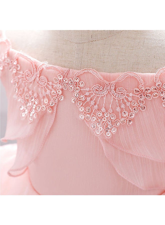 XiuWoo Sequins Embroidered Lace Shoulder Off Princess Dress For Wedding Bridesmaid Party 100cm - Image 3