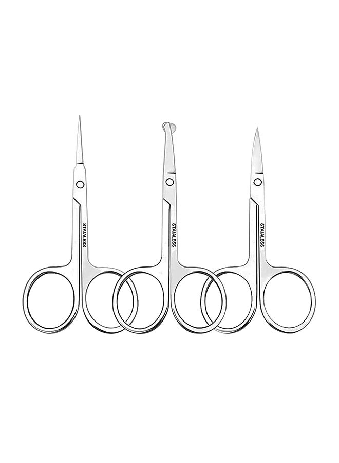 MEILAMEI - 3-Piece Curved Facial Hair Scissors Set Silver - Image 1