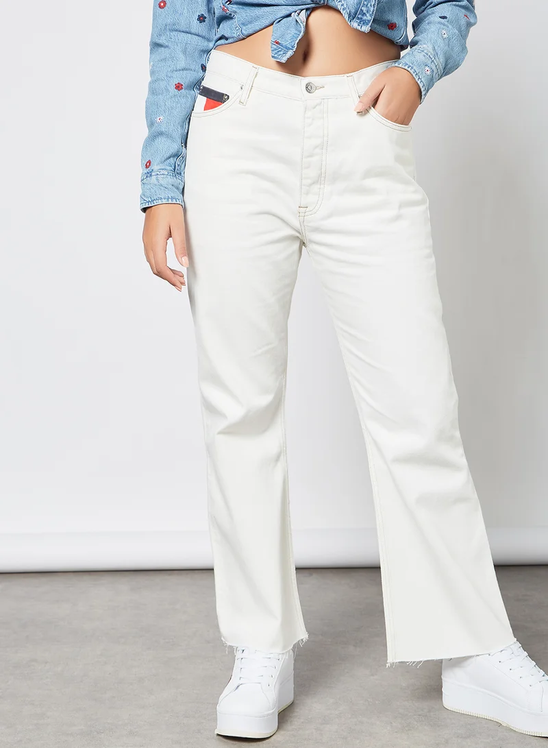 TOMMY JEANS Harper High Rise Flare Ankle Grazer Jeans White