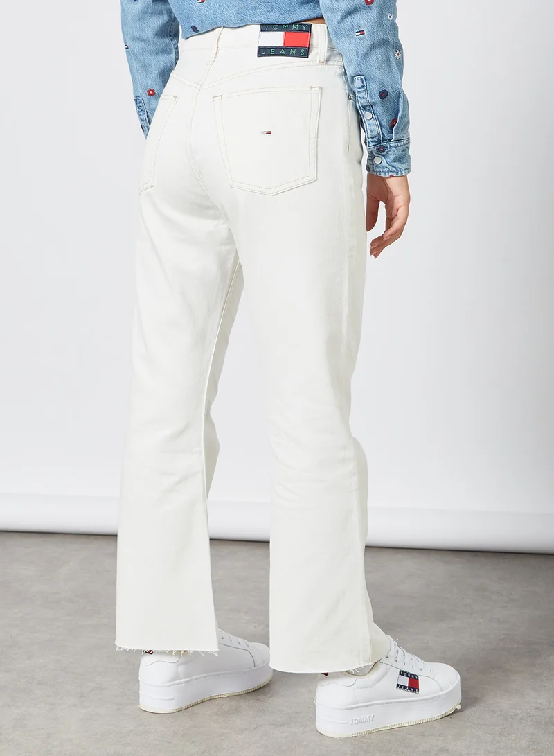 TOMMY JEANS Harper High Rise Flare Ankle Grazer Jeans White