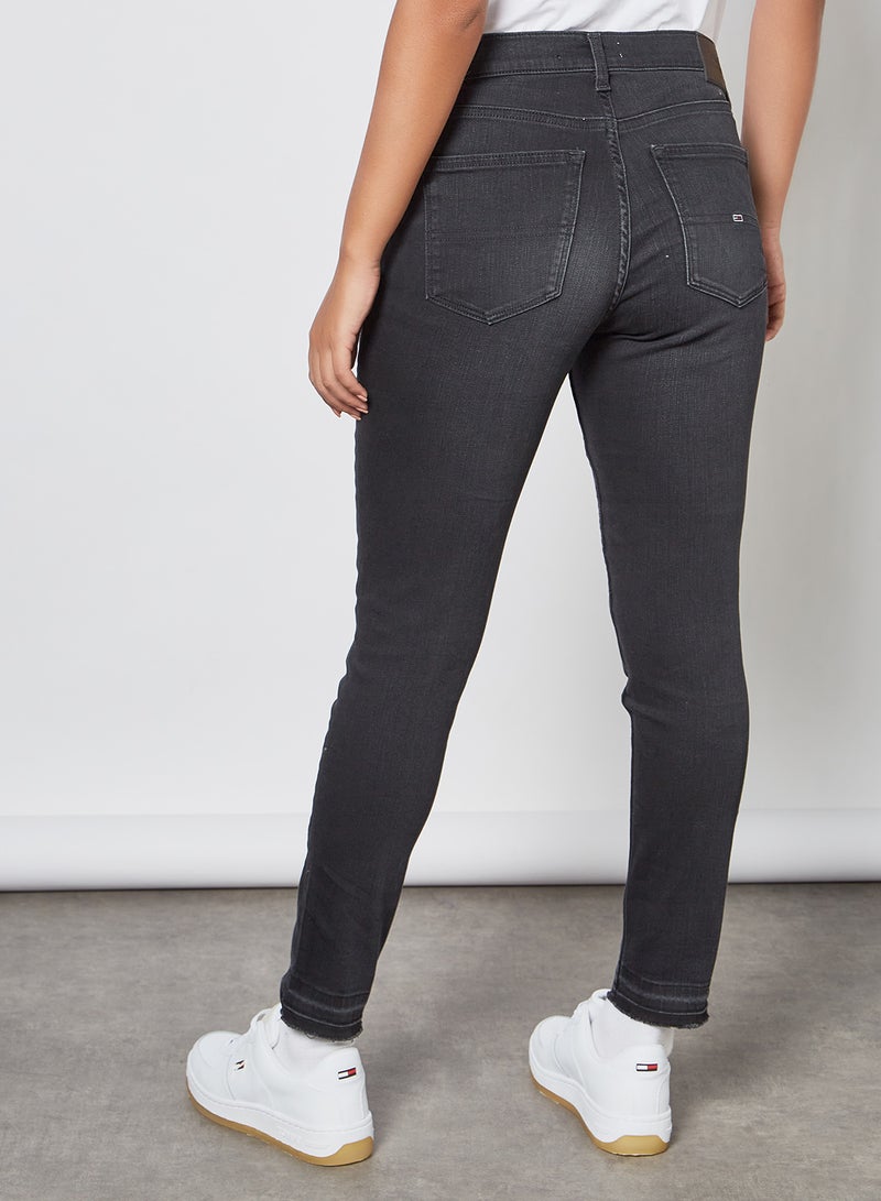 TOMMY JEANS - Mid Rise Ankle Grazer Skinny Jeans Black - Image 1