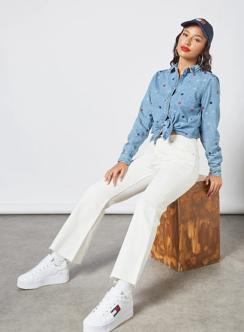 TOMMY JEANS Harper High Rise Flare Ankle Grazer Jeans White