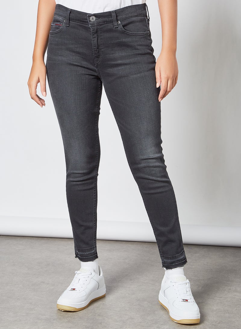 TOMMY JEANS - Mid Rise Ankle Grazer Skinny Jeans Black - Image 1