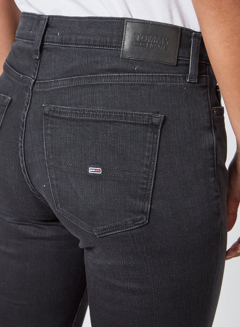 TOMMY JEANS - Mid Rise Ankle Grazer Skinny Jeans Black - Image 1