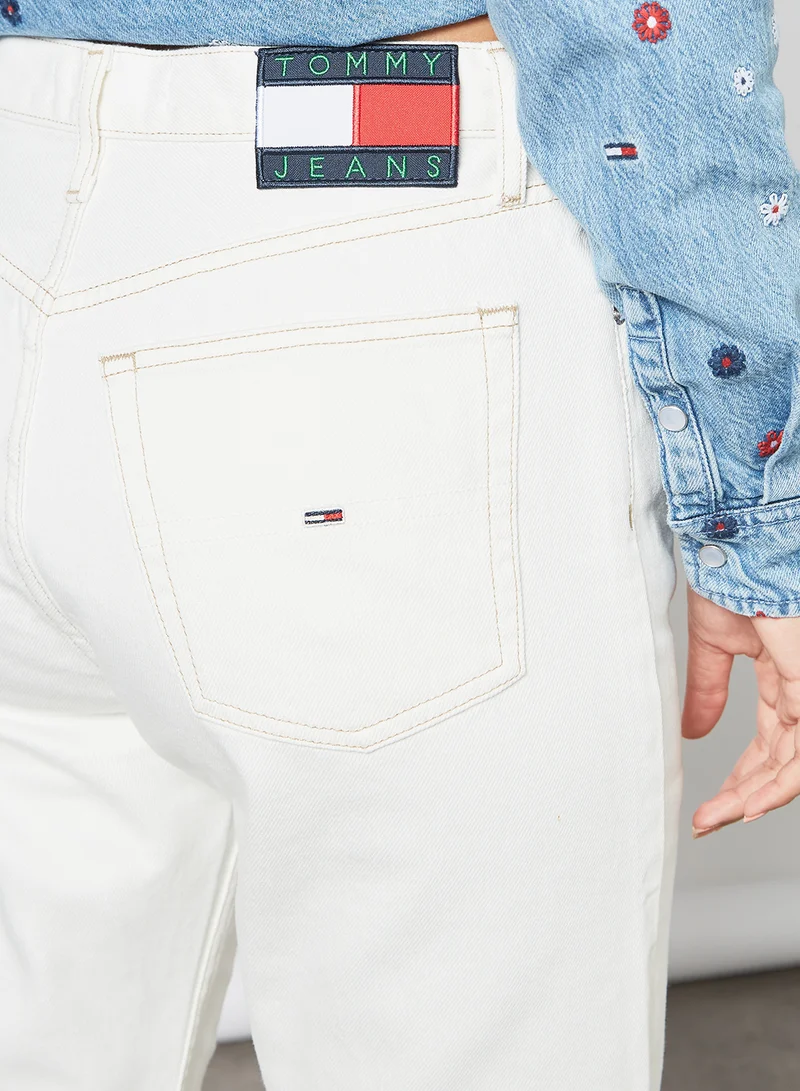 TOMMY JEANS Harper High Rise Flare Ankle Grazer Jeans White