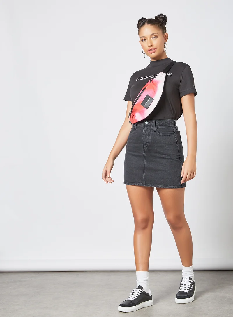 Calvin Klein Jeans High Rise Denim Mini Skirt Black