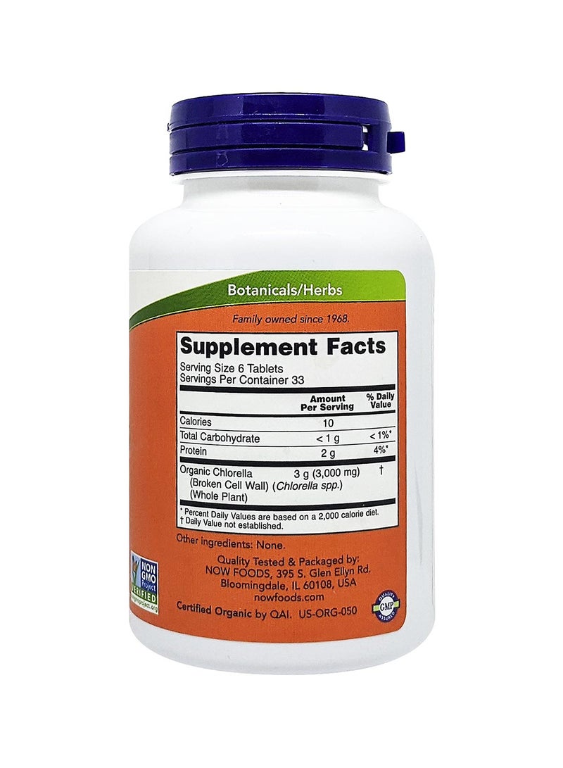 Now Foods - Certified Organic Chlorella, 500 mg, 200 Tablets - Image 1
