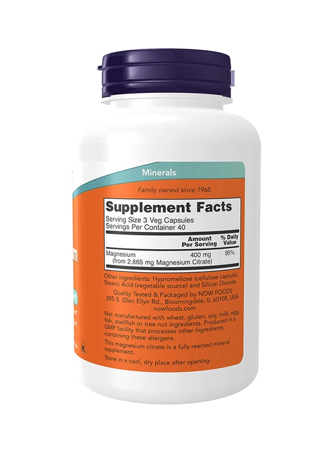 Now Foods - Magnesium Citrate 120 veg Capsules - Image 1