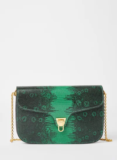COCCINELLE Snakeskin Effect Crossbody Bag Green