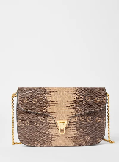 COCCINELLE Snakeskin Print Crossbody Bag Brown