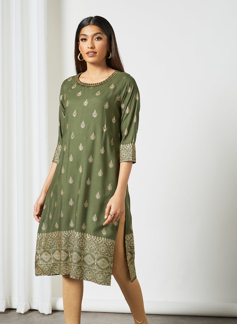 Printed Trendy Kurti Green - v1633526152/N49888763V_1