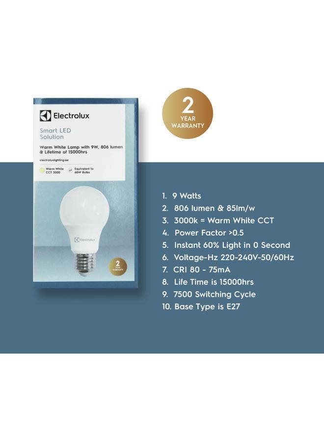 Electrolux 3-Pieces LED Bulbs White 9watt  - Image 4