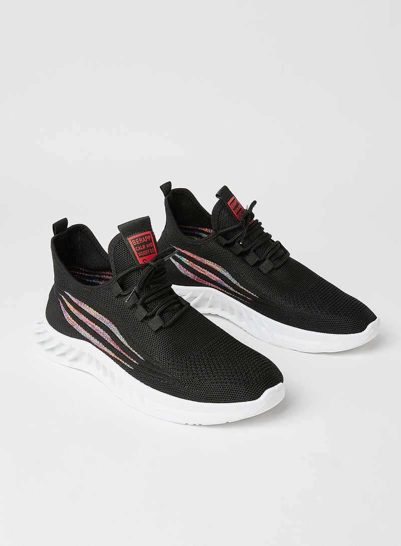 Sivvi x D'Atelier Panel Knit Lace Up Sneakers Black  - Image 2