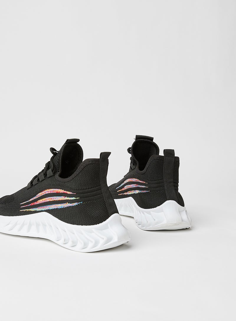 Sivvi x D'Atelier Panel Knit Lace Up Sneakers Black  - Image 3