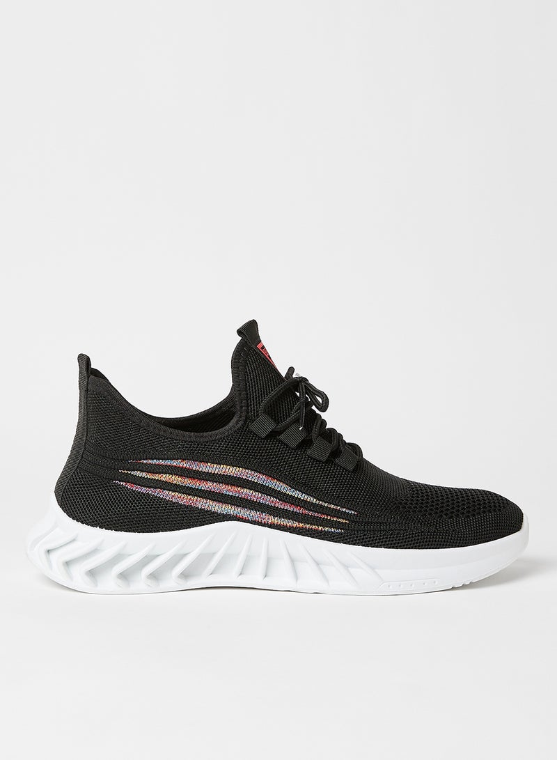 Sivvi x D'Atelier Panel Knit Lace Up Sneakers Black  - Image 1