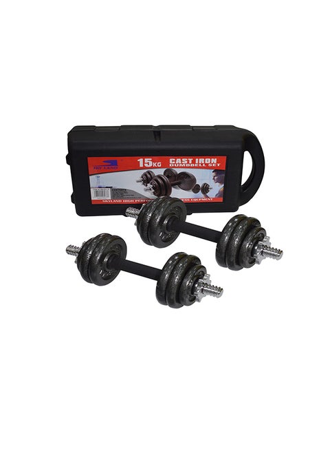 Cast Iron Black/Chrome Dumbbell Set 15kg 15kg