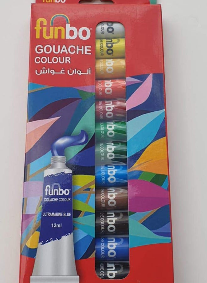 فانبو مجموعة ألوان أكريليك 12×12 مل من 12 قطعة متعدد الألوان - Image 5