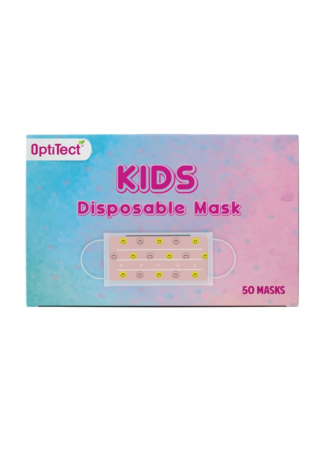 OptiTect - Pack of 50 - 3 Ply Disposable Kids Face Mask (Multicolour) - Image 1