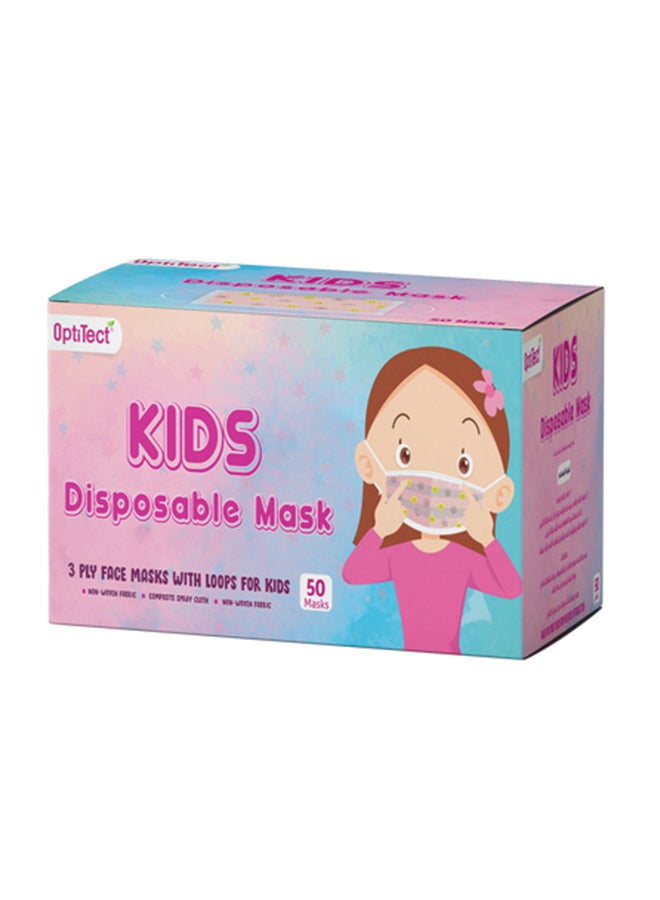 OptiTect - Pack of 50 - 3 Ply Disposable Kids Face Mask (Multicolour) - Image 1