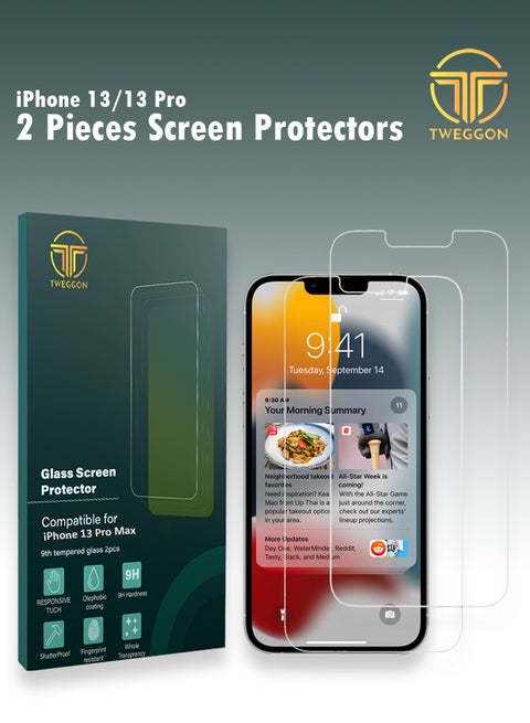 iPhone 13 Pro Max   Tempered Glass Screen Protector 2pcs Clear