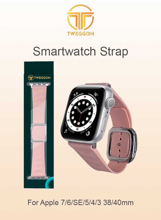 TWEGGON Replacement Apple Watch Band with Modern Wind Buckle for 45/44/42mm Pink - Image 2