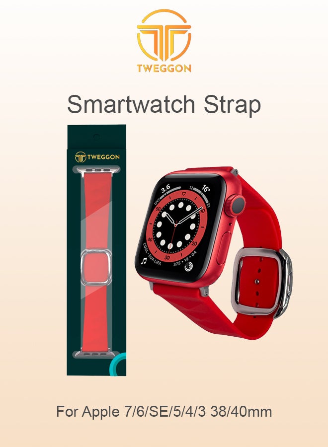 TWEGGON Replacement Apple Watch Band with Modern Wind Buckle for 38/40/41mm Red - Image 2