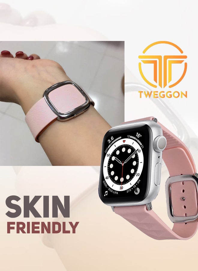 TWEGGON - Replacement Apple Watch Band with Modern Wind Buckle for 38/40/41mm Pink - Image 1