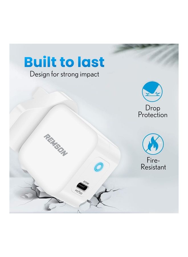 Remson - PD Duo Pack USB-C Power Adapter Fast Charger With MFI USB-C To Lightning Cable White - Image 1