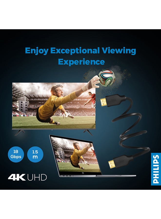 Philips 4K 60Hz UHD HDMI 2.0 Cable 1.5meter Black - Image 3