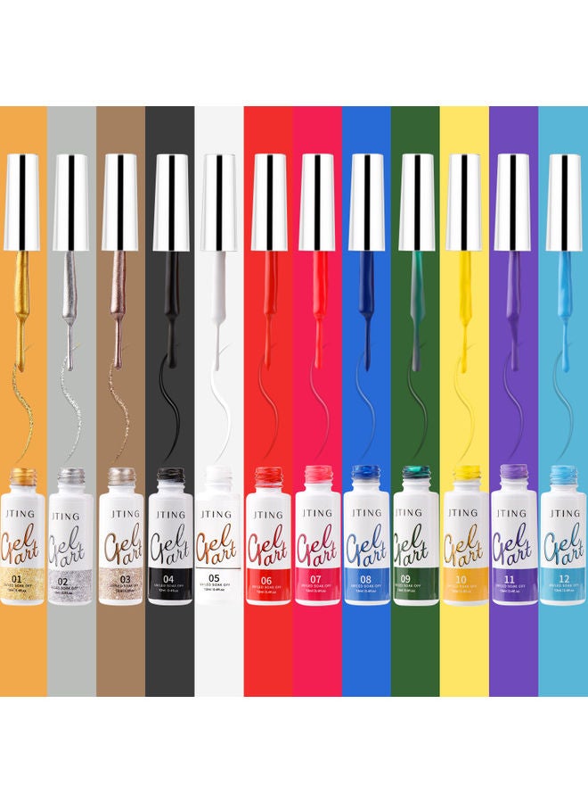 12-Piece Spider Nail Gel Art Liner Multicolour - Image 3