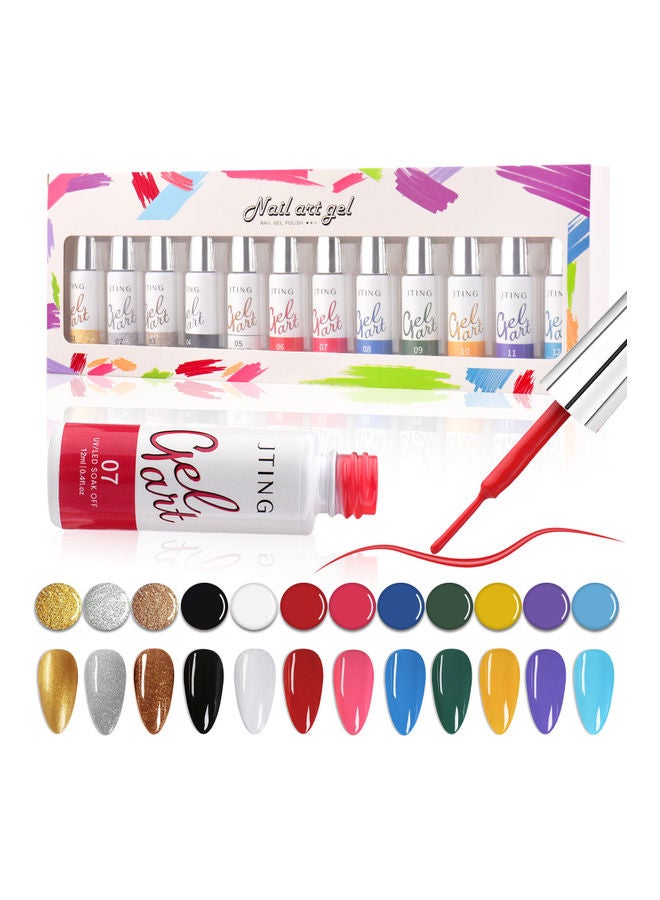12-Piece Spider Nail Gel Art Liner Multicolour - Image 1