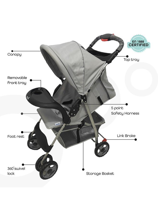Easy One Fold Stroller - Light Grey