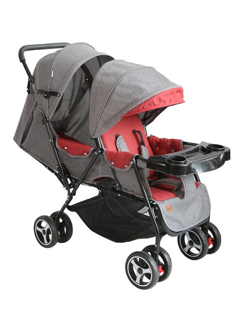 Comfortable Twin Baby Stroller With Safety Harness And Removable Front Seat