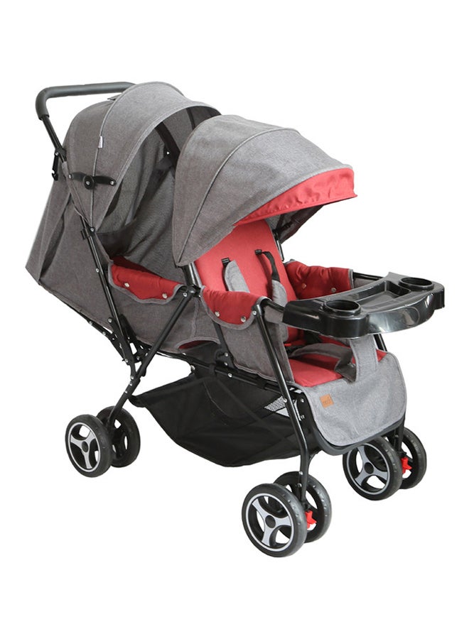 Comfortable Twin Baby Stroller With Safety Harness And Removable Front Seat