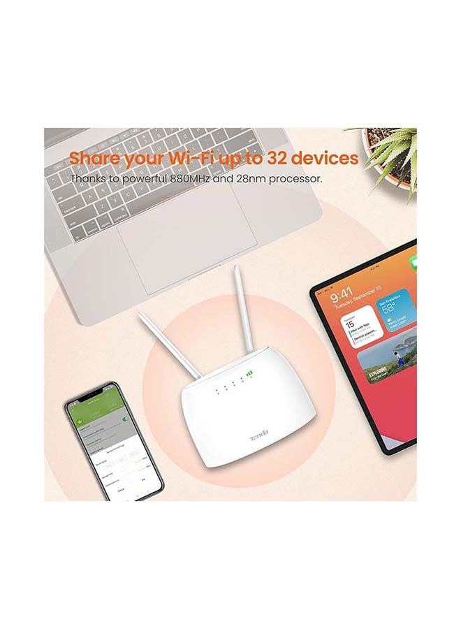 تيندا راوتر جيجابت واي فاي فولتي N300 بتقنية 4G، مزود بتحكم الوالدين، ويتصل بما يصل إلى 32 جهازاً - 4G06 أبيض - Image 5
