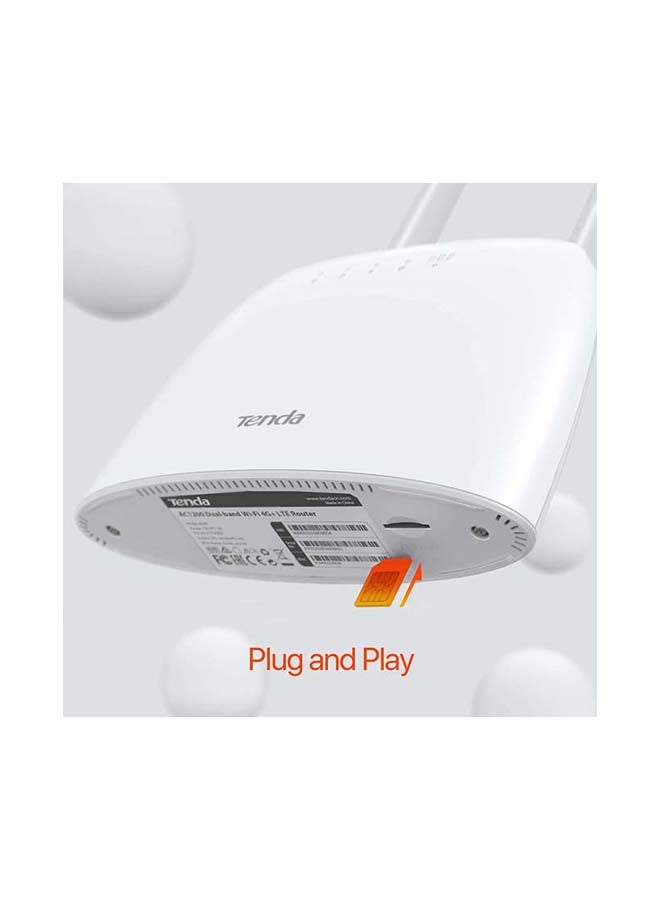 Tenda SuperFast 4G+ LTE Dual Band AC1200 Wi-Fi Gigabit Router, Parental Control, Connects Up to 64 Devices - 4G09 White  - Image 2