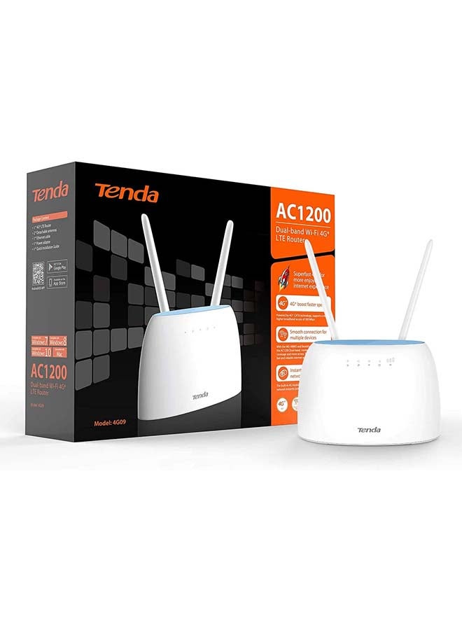 Tenda SuperFast 4G+ LTE Dual Band AC1200 Wi-Fi Gigabit Router, Parental Control, Connects Up to 64 Devices - 4G09 White  - Image 3