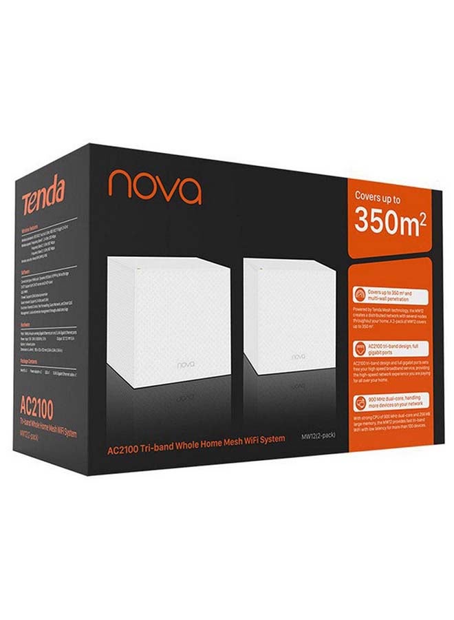 تيندا 2 Pack Nova Tri-band Mesh WiFi AC2100 System (MW12) -Up to 4000 sq.ft. Whole Home Coverage, Replaces WiFi Router and Extender, Gigabit Mesh Router, Parental Controls, Easy setup White  - Image 1