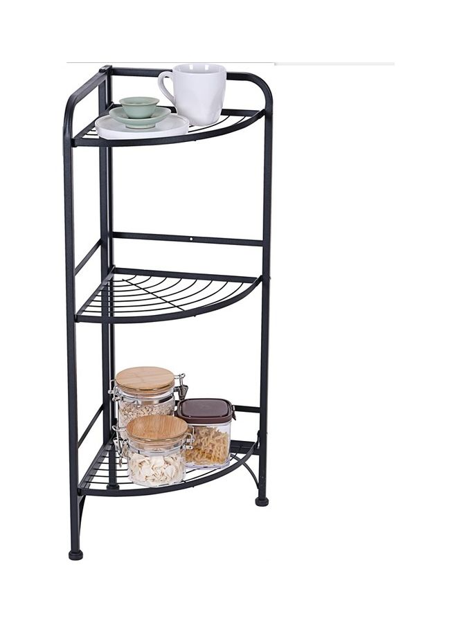 توشيونيكس 3-Layer Foldable Bathroom Storage Corner Shelf Rack Black 85 x 51 x 34cm  - Image 2
