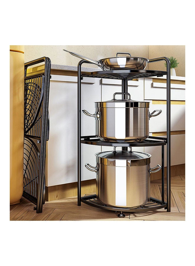 توشيونيكس 3-Layer Foldable Bathroom Storage Corner Shelf Rack Black 85 x 51 x 34cm  - Image 4
