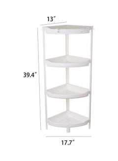 Toshionics 4-Layer Plastic Bathroom Corner Shelf Storage Rack White 39.4 x 17.7 x 13inch  - Image 2