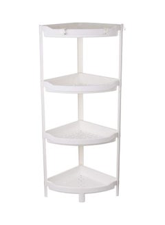 Toshionics 4-Layer Plastic Bathroom Corner Shelf Storage Rack White 39.4 x 17.7 x 13inch  - Image 1
