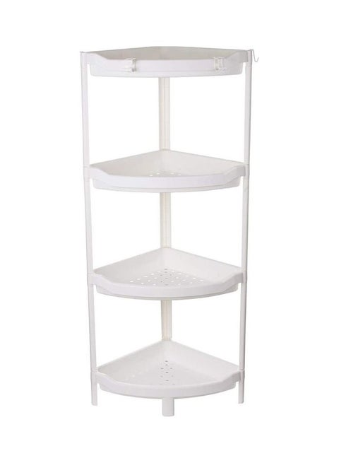 4-Layer Plastic Bathroom Corner Shelf Storage Rack White 39.4 x 17.7 x 13inch