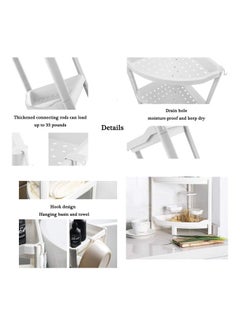 Toshionics 4-Layer Plastic Bathroom Corner Shelf Storage Rack White 39.4 x 17.7 x 13inch  - Image 3