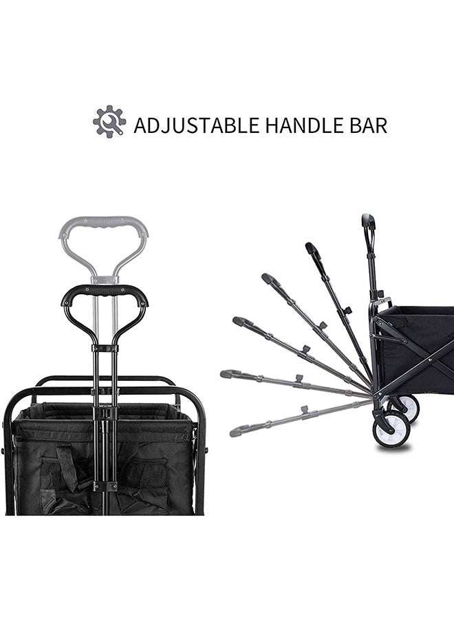 Multi-Function Outdoor Folding Push Wagon Cart With Two Mesh Cup Holders And Adjustable Handle 81 x 57 x 48cm