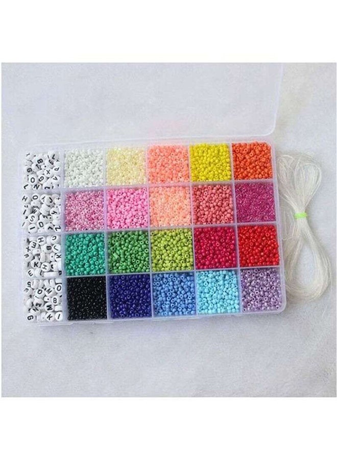 XiuWoo - 3300-Piece Small Colourful Bracelet Beads With A-Z Alphabet Letter DIY Bead Making Kit With Rope - Image 1