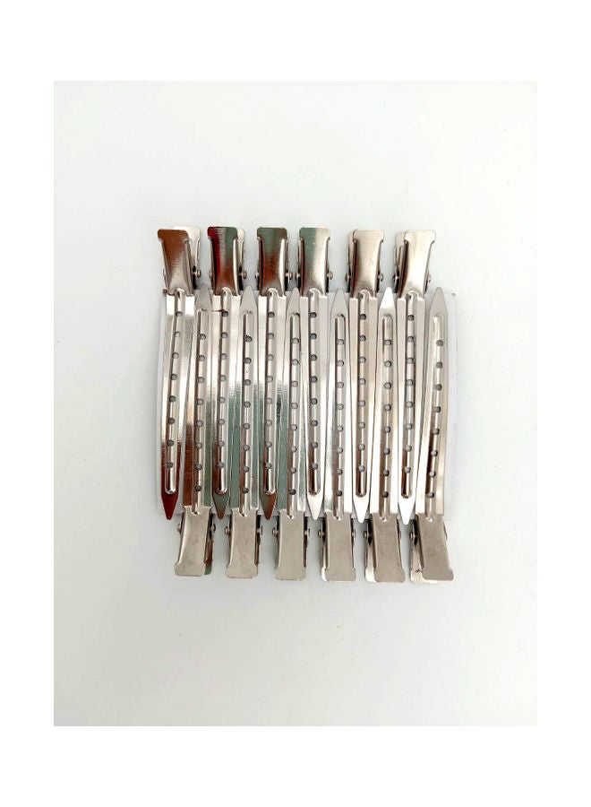 هونج كونج مشابك شعر احترافية من 12 قطعة فضي 12سم - Image 1