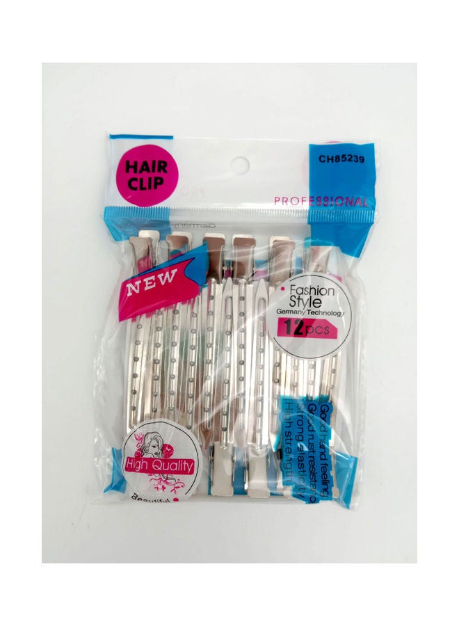 هونج كونج مشابك شعر احترافية من 12 قطعة فضي 12سم - Image 2