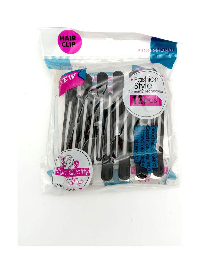HK 12-Piece Professional Hair Clips Black 12cm - Image 2