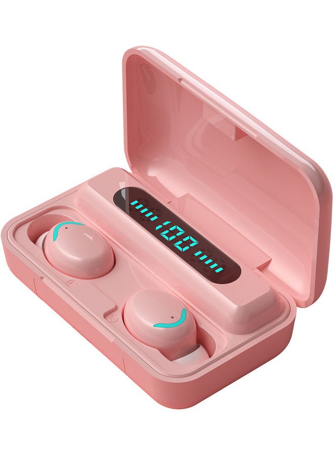 سماعة أذن داخلية إيربادز BT5.0 مع علبة شحن وشاشة LED وردي - Image 1
